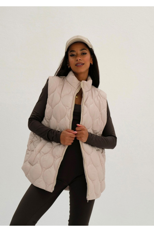 Cider - Beige quilted sleeveless jacket