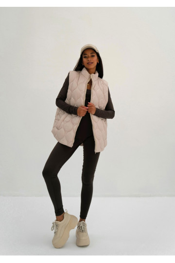 Cider - Beige quilted sleeveless jacket 2