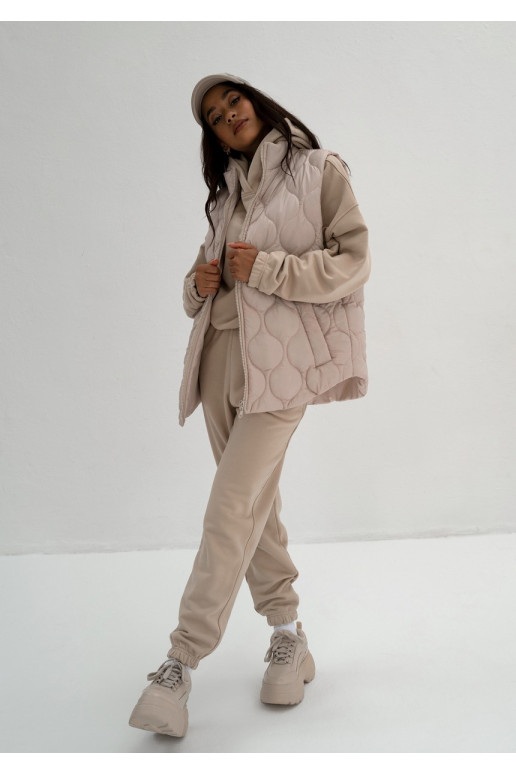 Cider Beige quilted sleeveless jacket