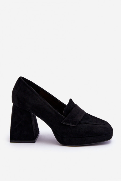 Suede Pumps On A Chunky Heel And Platform Black Adriel