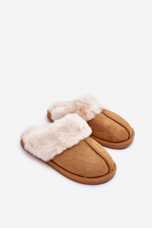Women's Slippers With Fur Camel Pinky
