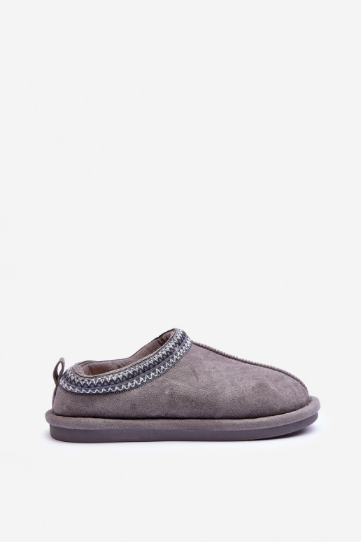 Women's Suede Slippers With Faux Fur Gray Polinna