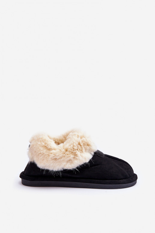 Women's Slippers With Fur Black Lanoze