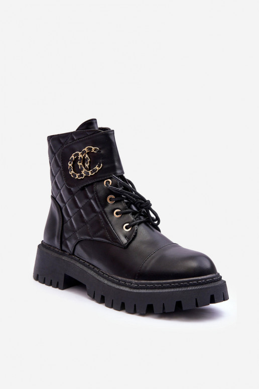 Women's Ankle Boots with Decoration Black Toye