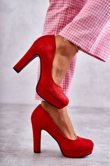 Classic Suede Pumps On Heel Red Soro 2