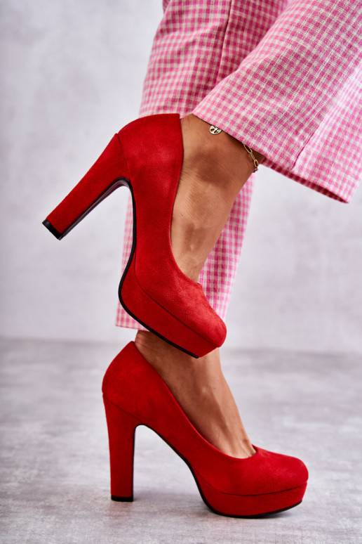 Classic Suede Pumps On Heel Red Soro Classic Suede Pumps On Heel Red Soro