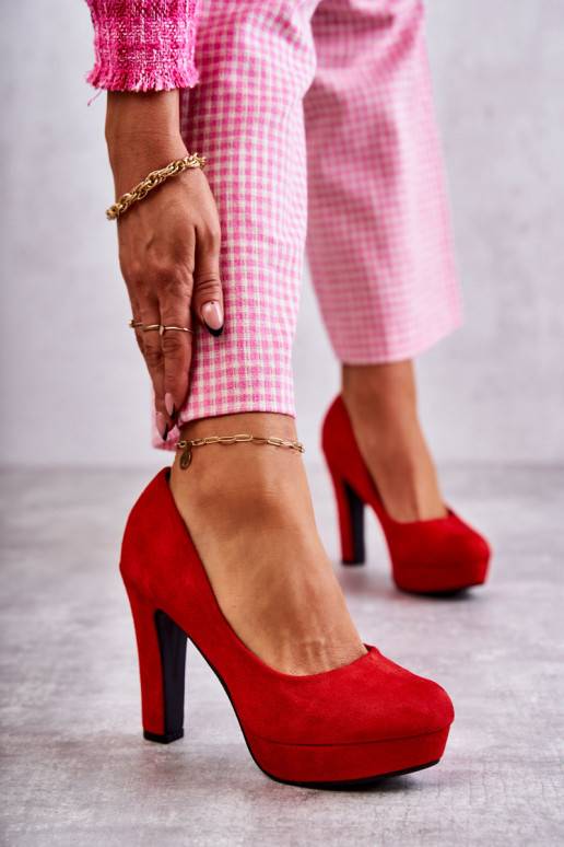 Classic Suede Pumps On Heel Red Soro