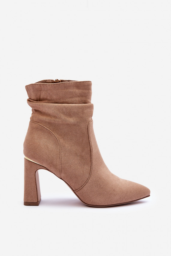 Suede Boots On Heel Beige Mellamene