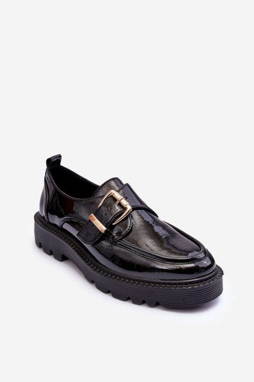 Patent Leather Flats with Buckle Black Meara