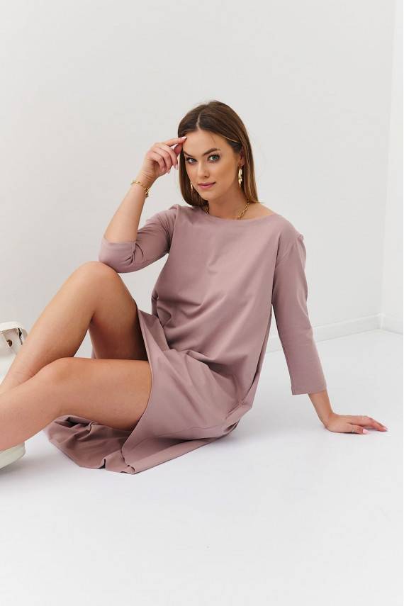 Asymmetrical dress oversize cappuccino color