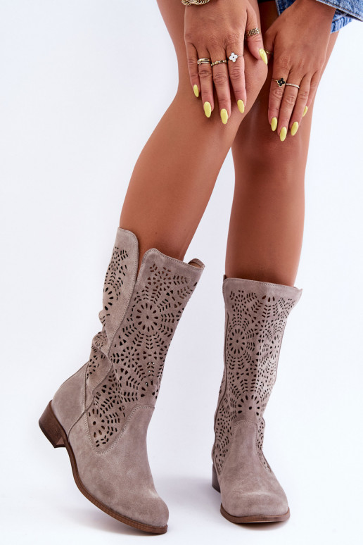 Suede Lace-up Ankle Boots Lewski 3366/2 Cappucino