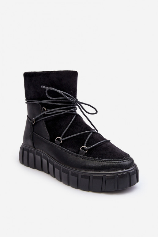 Leather Snow Boots Platform Black Maxava