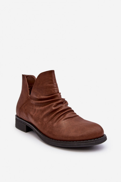 Low Leather Boots Beige Alcanassa