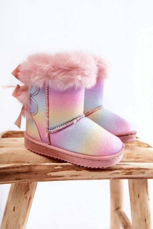 Children's Insulated Snow Boots With Bows Multicolored Funky