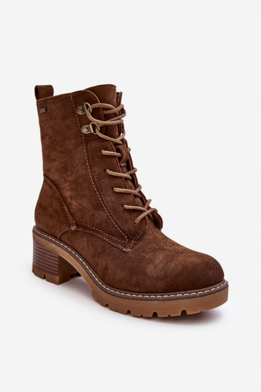Women's Low Heel Lace-up Brown Adinail Boots