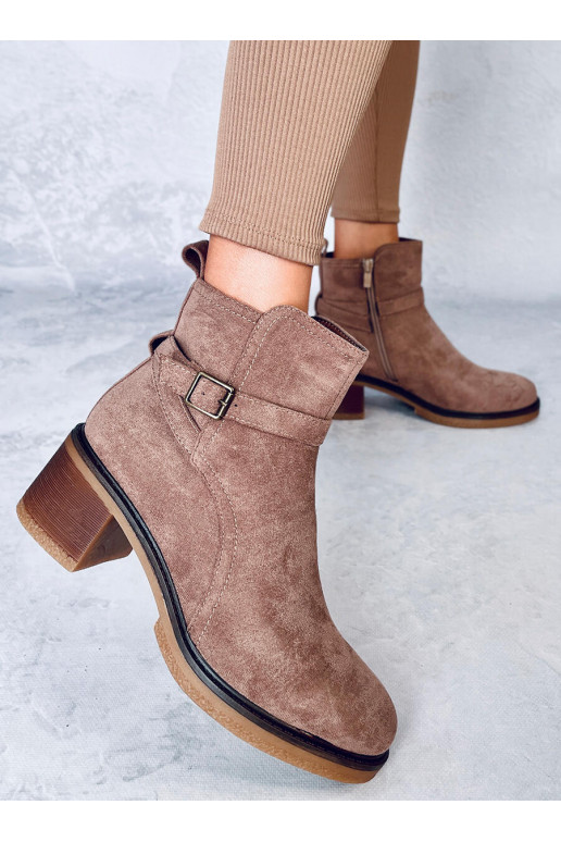 Boots with a wide heel ARETHA khaki colors