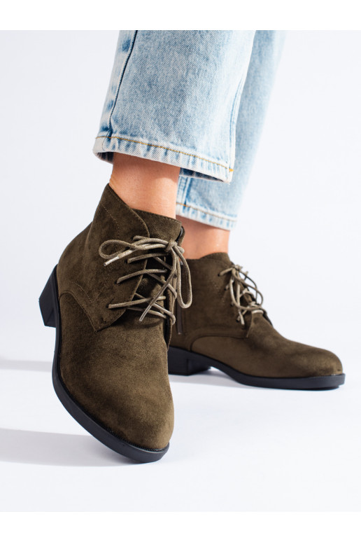 with straps of suede green boots Shelovet