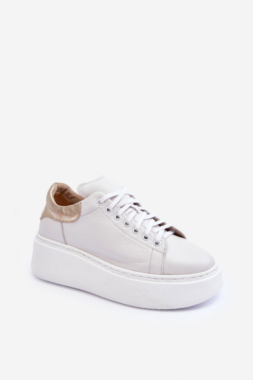 Women's Leather Platform Sneakers White Lemar 10150