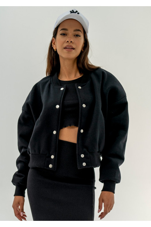 Club - Black snap-buttoned sweatshirt