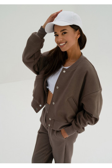 Club - Brown snap-buttoned sweatshirt
