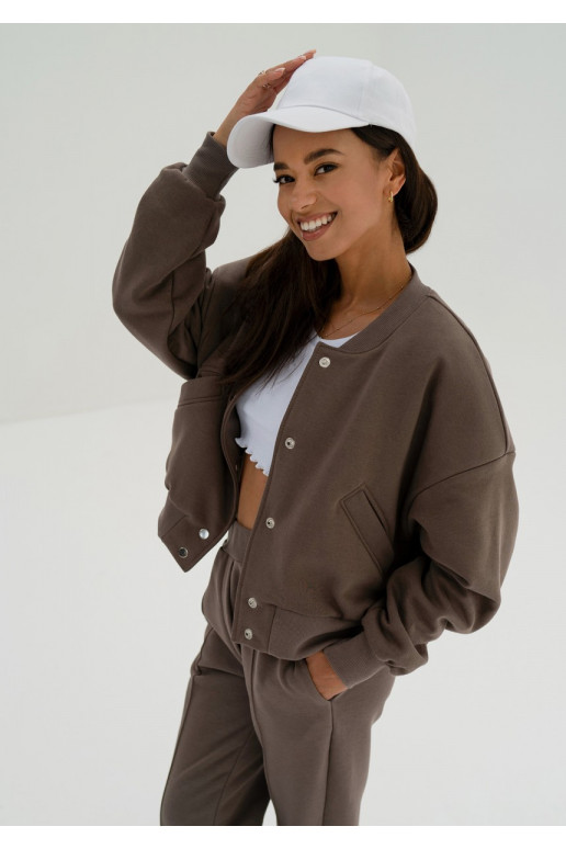 Club - Brown snap-buttoned sweatshirt