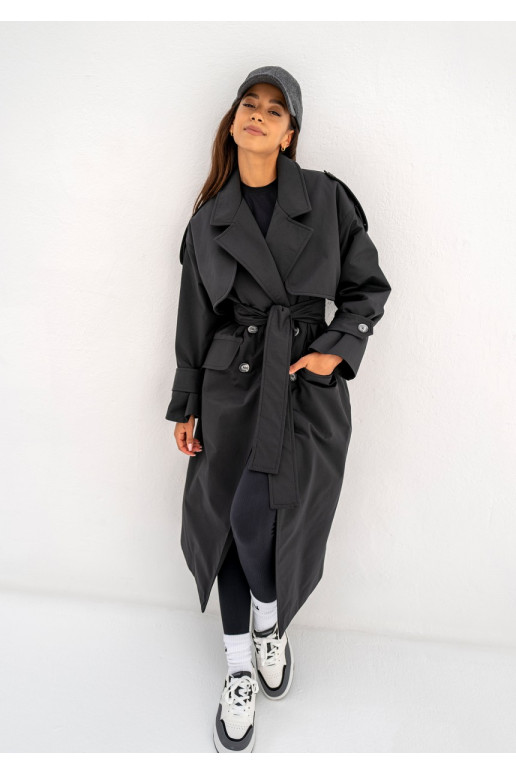 Arian - Black faux leather coat