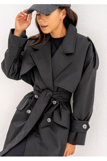 Arian - Black faux leather coat 2