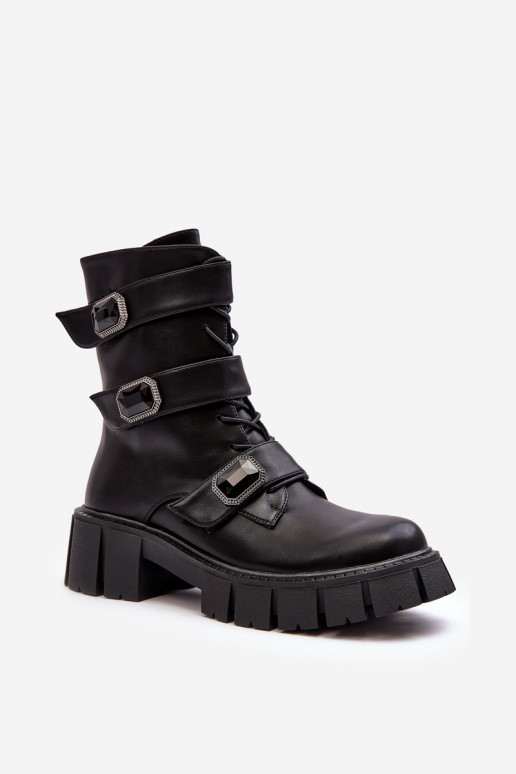 Women's Leather Ankle Boots Black SBarski MR870-62