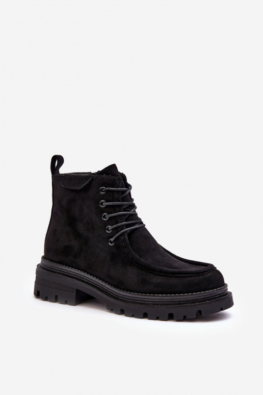 Women's Trapper Boots With Zip Black Apolosi