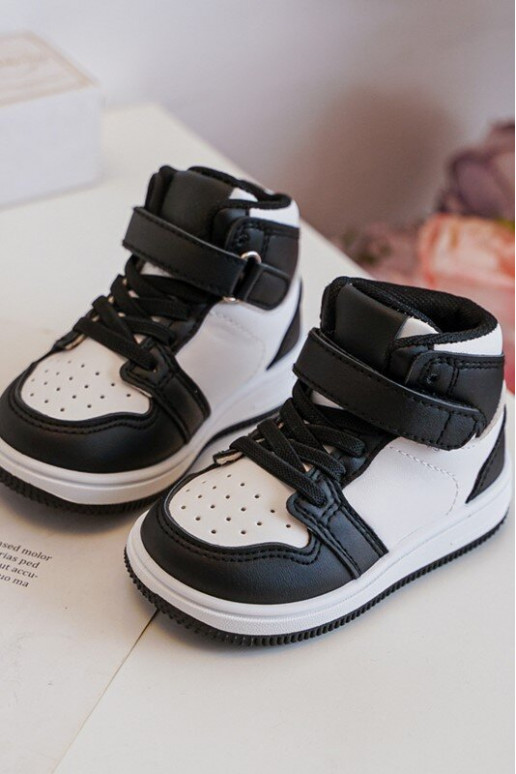 High Children's Sports Shoes White and Black Teredite