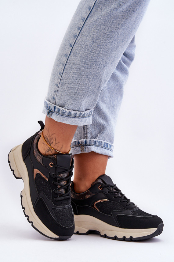 Platform Lace-up Sports Shoes Black Escape