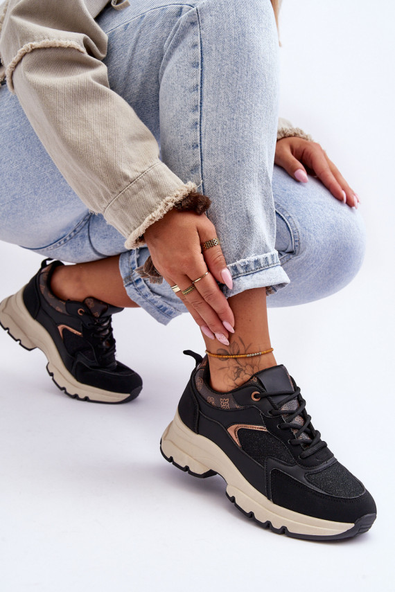 Platform Lace-up Sports Shoes Black Escape