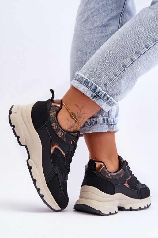 Platform Lace-up Sports Shoes Black Escape