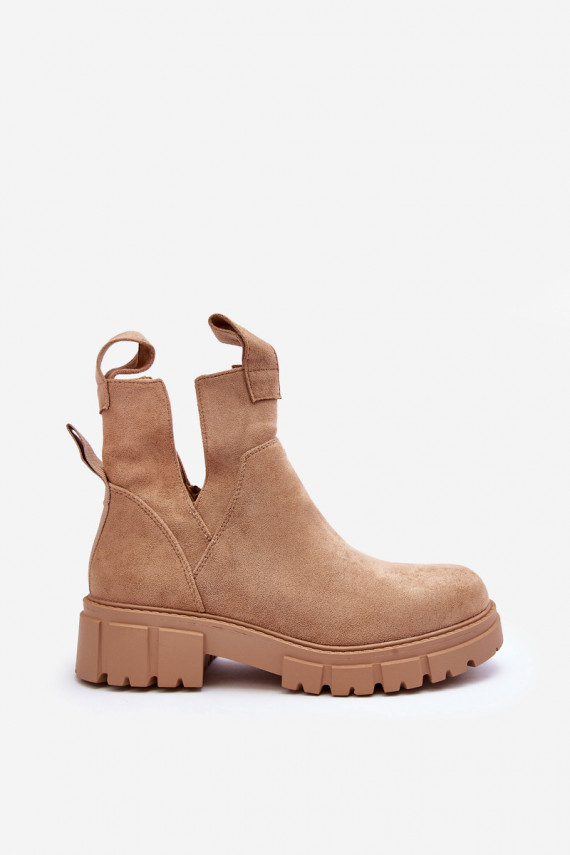 Cutout Worker Boots Beige Heaven