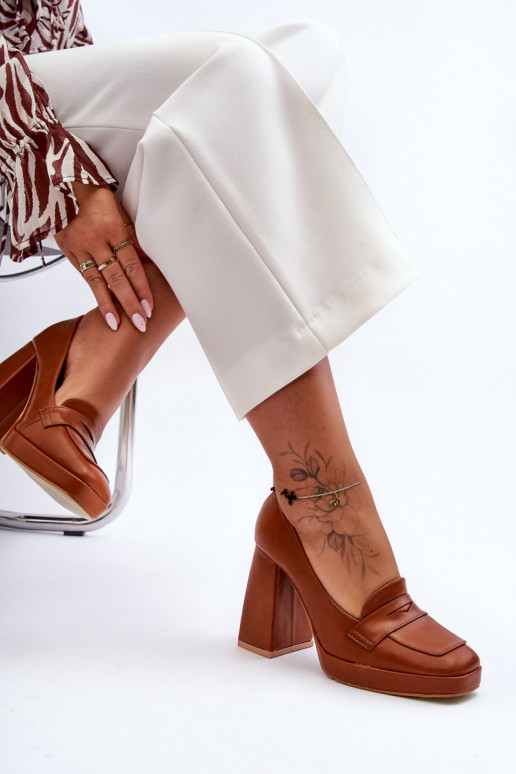 Women's Leather High Heel Shoes Camel Alisa Women's Leather High Heel Shoes Camel Alisa