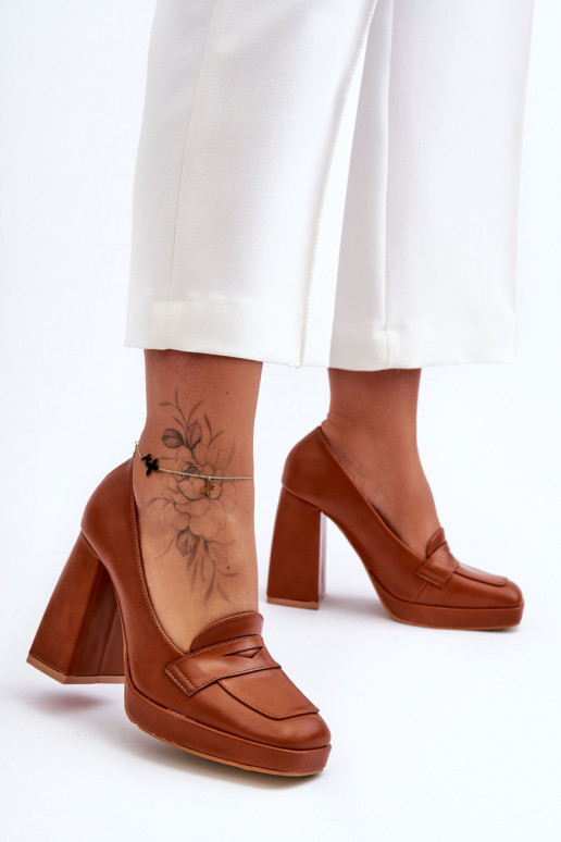 Women's Leather High Heel Shoes Camel Alisa Women's Leather High Heel Shoes Camel Alisa