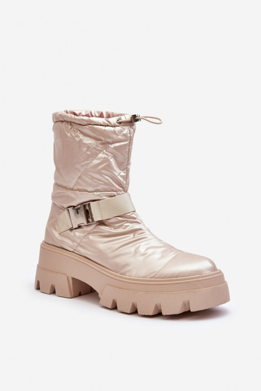 Women's Boots On Massive Sole And Flat Heel Beige Werikse