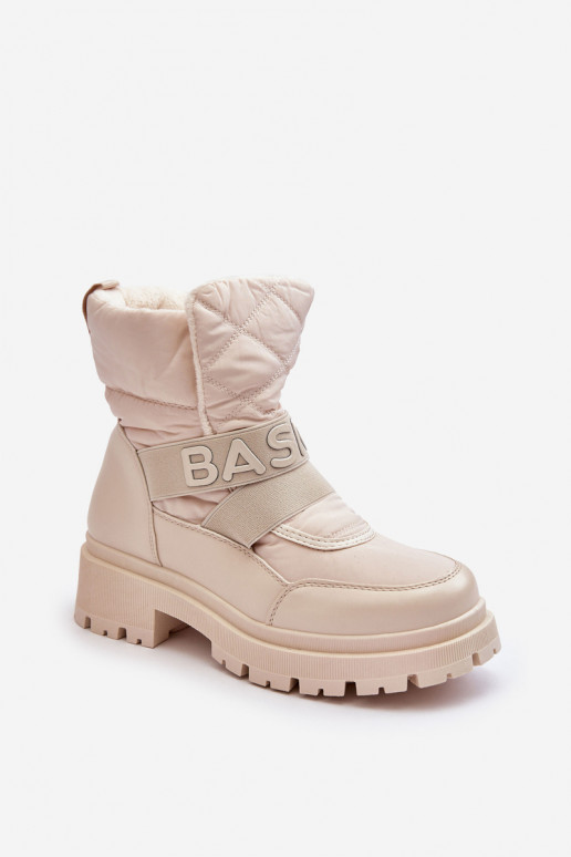 Women's Zip-Up Snow Boots Padded Light Beige Zeva