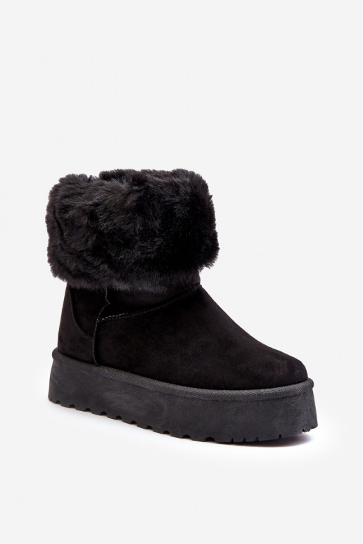 Women's Fur-Trimmed Snow Boots Black Rainsa