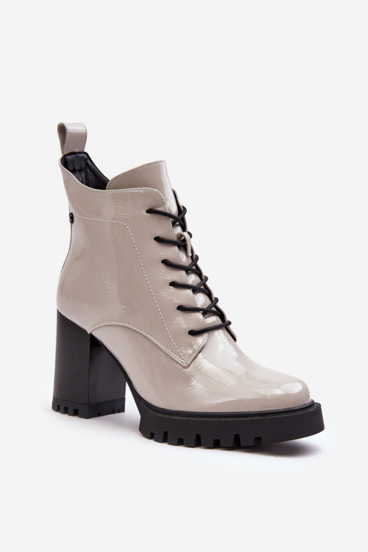 Lacquered Heel Boots with Insulation Light Grey SBarski MR870-54