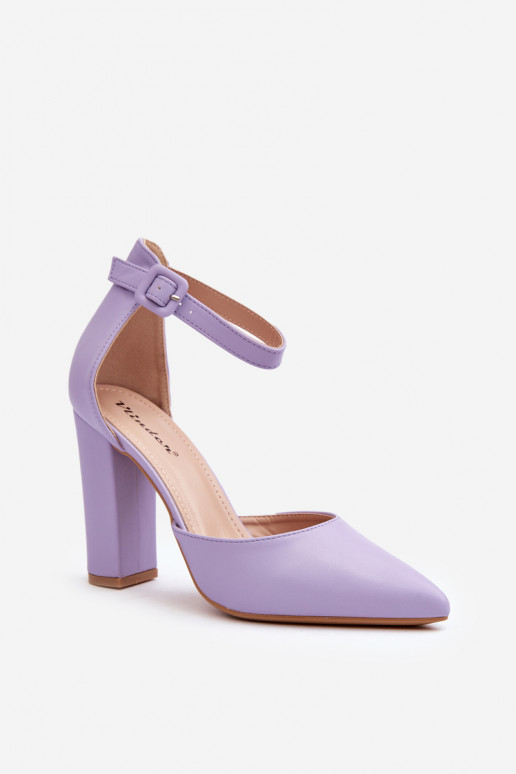 Leather High Heel Pumps Violet Salira