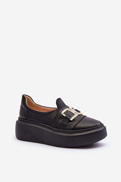 Women's Leather Platform Shoes Black Lewski 3398/2