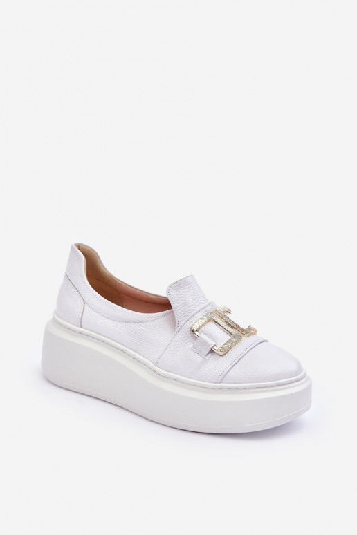 Women's Leather Platform Shoes White Lewski 3398/2