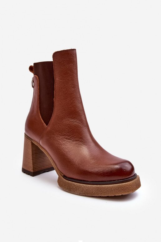 Leather Boots On Heel Brown Lemar Liresa