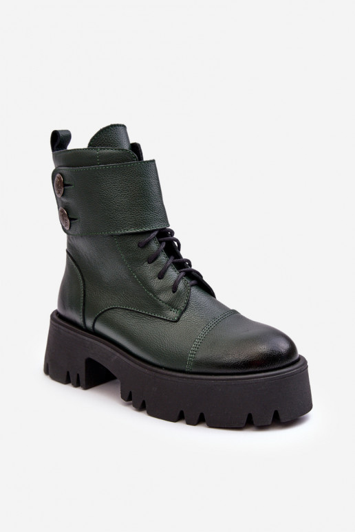 Leather Ankle Boots Women's Green Lemar Anceria