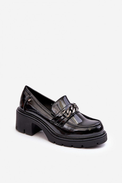 Women's Glossy Low Heel Shoes Black Blimma