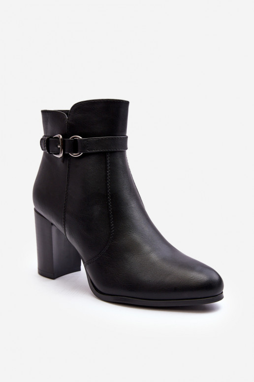 Women's Heeled Boots With Ornament Black Janeya