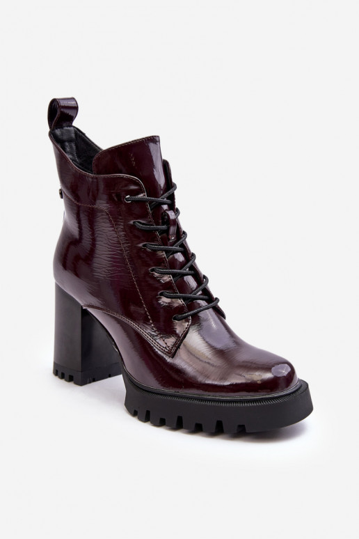 Women's Polished Heel Boots Lined Burgundy D&A MR870-54