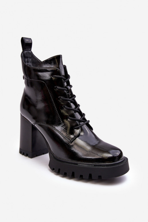 Polished Heel Boots with Lining Black D&A MR870-54