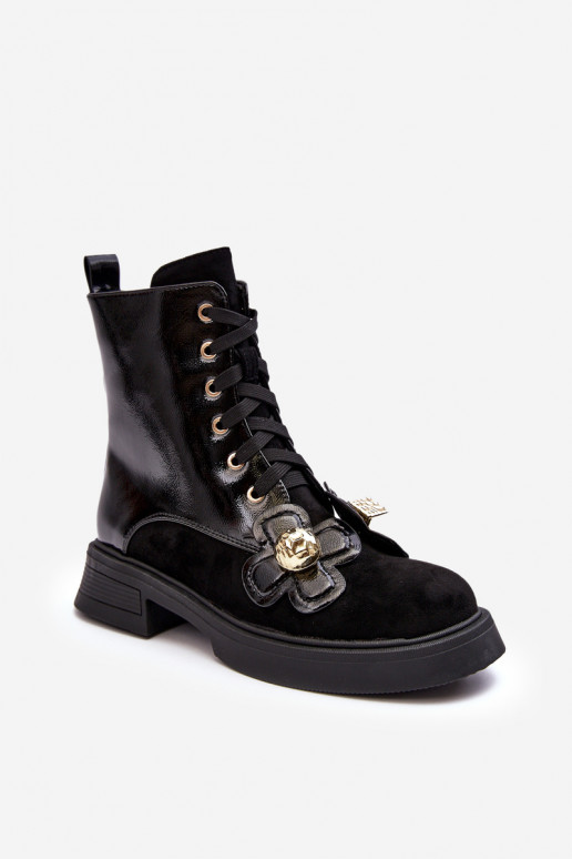 Stylish Women's Zipper Boots with Ornaments D&A MR870-76 Black